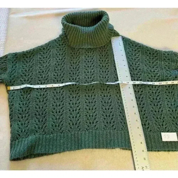 Wishlist Soft Green Sweater with Thick Cowl Neck and Open Knit Pattern Body S/M - Picture 5 of 6